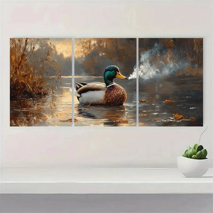 3pcs Funny Smoking Duck Painting Vintage Retro Metal Print Ready to Hang Art - Bella Home Decor