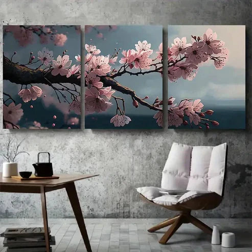 3pcs Cherry Blossom Serenity Sakura Branches Wall Art Set Canvas Unframed - High Quality Print 100% Australian Made Wall Canvas - Bella Home Decor