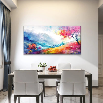 Colorful Landscape With Trees Wall Art Canvas Office Home Room Framed 120x60cm