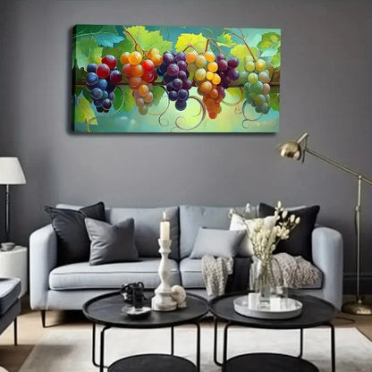 Vibrant Grape Vine Green Wall Art Canvas Office Home Room Framed 120x60cm