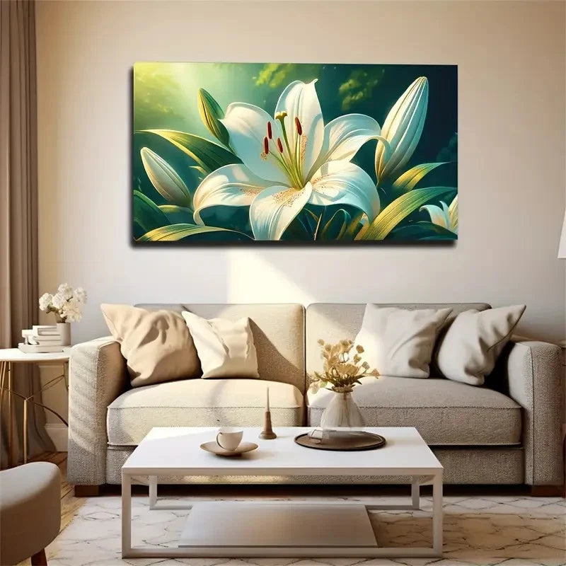 Rich Lily Suitable Wall Art Canvas Office Home Room Framed 120x60cm