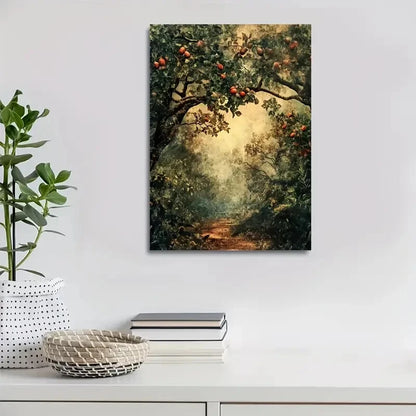 Beautiful Vibrant Pear Forest Romantic Autumn Painting 40x60cm Metal Print Ready to Hang