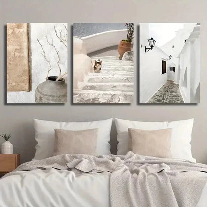 3pcs Architecture & Dog Walking Scenes Perfect Wall Art Set Canvas Framed 60x90cm - High Quality Print 100% Australian Made Wall Canvas Ready to Hang - Bella Home Decor