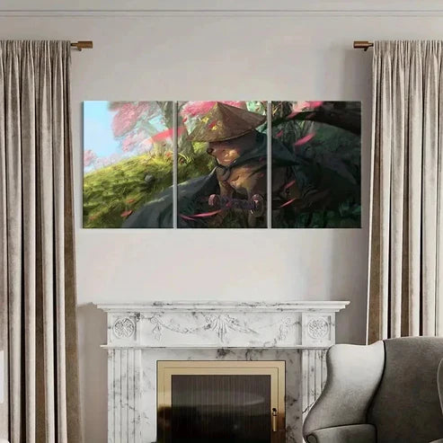 3pcs Japanese Anime Style Samurai Dog Wall Art Canvas Unframed - High Quality Print 100% Australian Made Wall Canvas