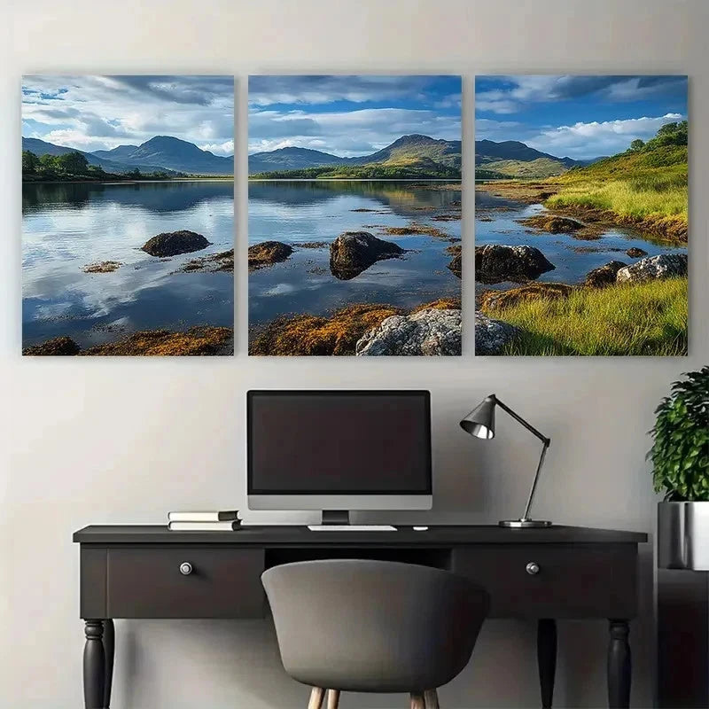 3pcs Scotland Iconic Scottish Landscapes Perfect Wall Art Set Canvas Framed 50x70cm - High Quality Print 100% Australian Made Wall Canvas Ready to Hang
