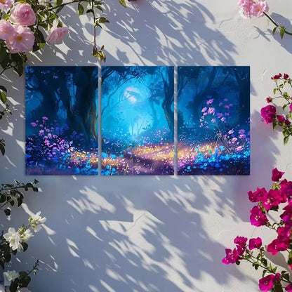 3pcs Spring Night and the Shadows Under the Moon Metal Print Ready to Hang Art