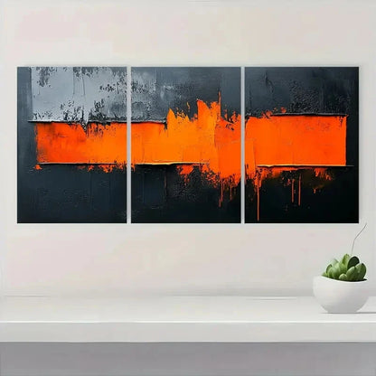 3pcs Orange Accents, Minimalist Modern  OM    Framed Wall Art Set Canvas Framed 50x70cm - High Quality Print 100% Australian Made Wall Canvas Ready to Hang