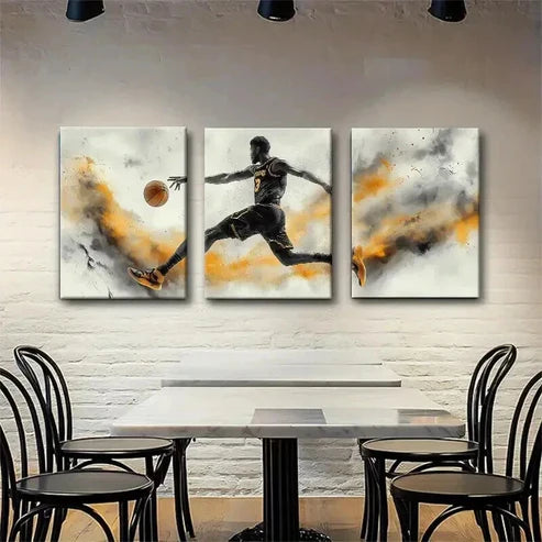 3pcs Basketball Player Action Poster Perfect Wall Art Set Canvas Unframed - High Quality Print 100% Australian Made Wall Canvas - Bella Home Decor