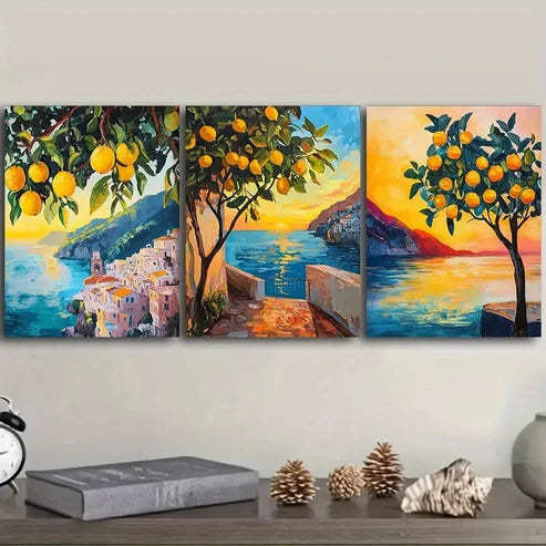 3pcs lemon tree Wall Art Set Canvas Unframed - High Quality Print 100% Australian Made Wall Canvas - Bella Home Decor