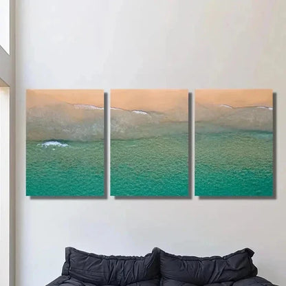 3pcs Turquoise Coastal Landscape Decor  Wall Art Set Canvas Unframed - High Quality Print 100% Australian Made Wall Canvas