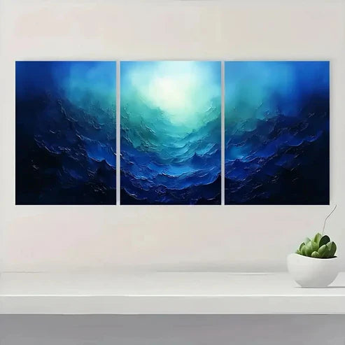 3pcs Blue & Green Swirling Patterns SP Wall Art Canvas Unframed – High Quality Print 100% Australian Made Wall Canvas - Bella Home Decor