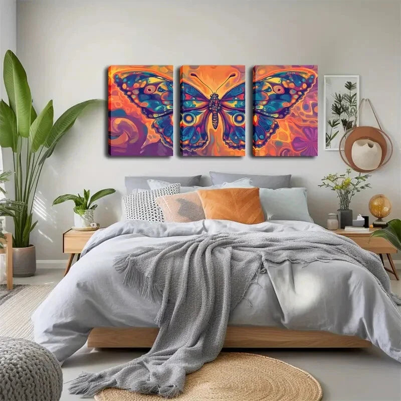 3pcs Abstract Butterfly Wing Design Perfect Wall Art Set Canvas Framed 40x60cm - High Quality Print 100% Australian Made Wall Canvas Ready to Hang - Bella Home Decor
