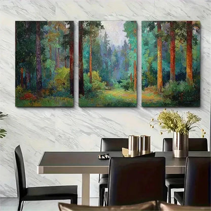 3pcs Mid-Century Forest Landscape Wall Art Canvas Unframed - High Quality Print 100% Australian Made Wall Canvas