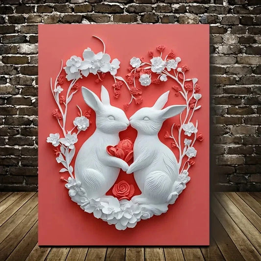 Featuring Rabbits And Hares Painting 40x60cm Metal Print Ready to Hang - Bella Home Decor