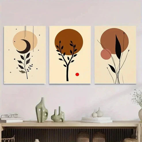 3pcs Minimalist Botanical Abstract Modern Wall Art Set Canvas Unframed - High Quality Print 100% Australian Made Wall Canvas
