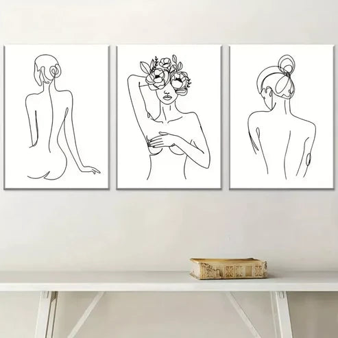 3pcs Modern Elegant Simple Style Female Canvas Unframed - High Quality Print 100% Australian Made Wall Canvas