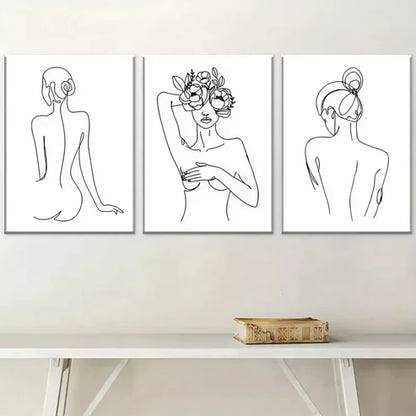 3pcs Modern Elegant Simple Style Female Canvas Unframed - High Quality Print 100% Australian Made Wall Canvas