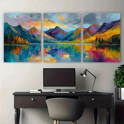 3pcs Original Mountain Scenery Perfect Wall Art Set Canvas Framed 50x70cm - High Quality Print 100% Australian Made Wall Canvas Ready to Hang