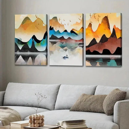 3pcs Contemporary Landscape Mountain Perfect Wall Art Set Canvas Framed 50x70cm - High Quality Print 100% Australian Made Wall Canvas Ready to Hang - Bella Home Decor