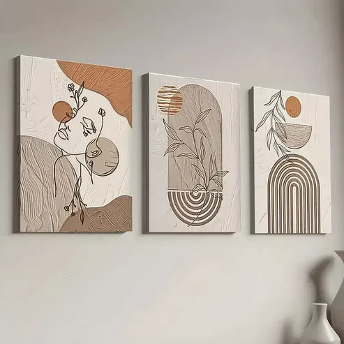 3pcs Bohemian Style Modern Fashion Geometric Canvas Unframed - High Quality Print 100% Australian Made Wall Canvas