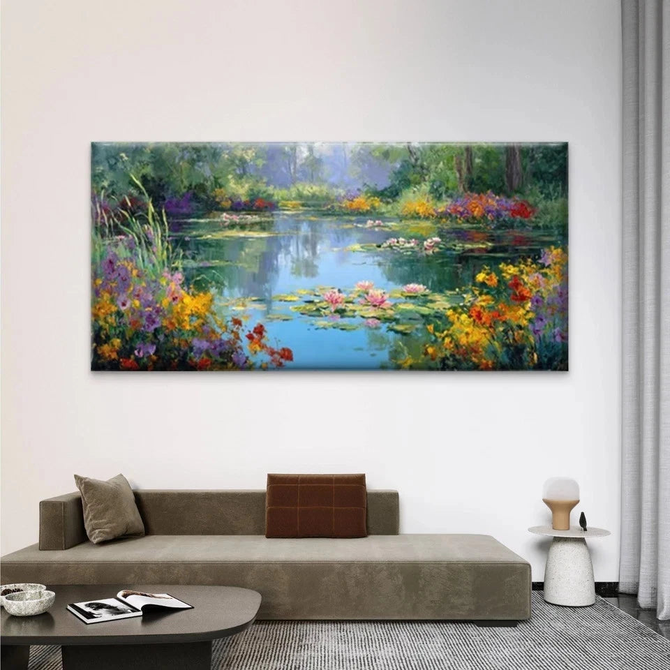 Vibrant Flower Landscape Wall Art Canvas Office Home Room Framed 120x60cm