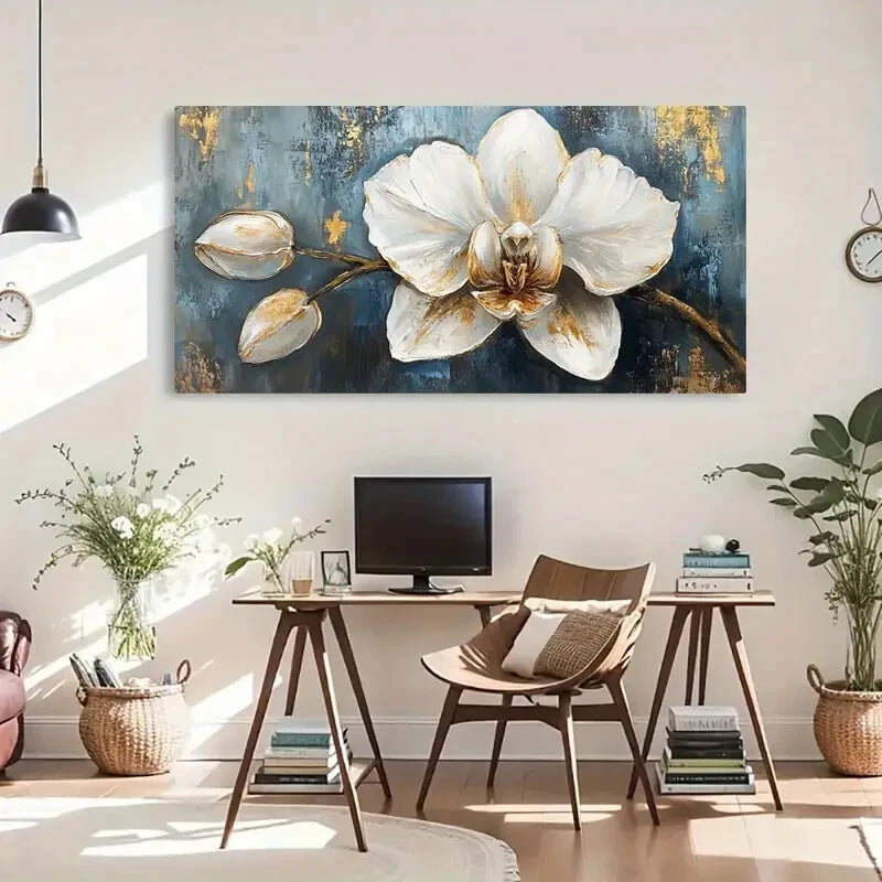 Wood Blue Background Transverse Wall Art Canvas Office Home Room Framed 120x60cm - Bella Home Decor