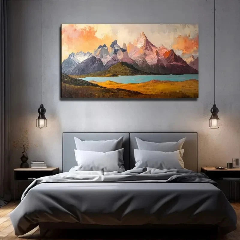 Mountain River Beautiful Wall Art Canvas Office Home Room Framed 120x60cm