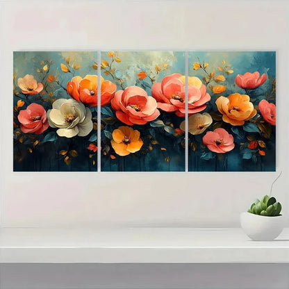 3pcs Colorful Abstract Desert Blooming Flowers Wall Art Canvas Unframed - High Quality Print 100% Australian Made Wall Canvas - Bella Home Decor