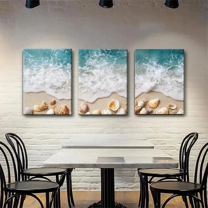 3pcs Coastal Beach Relaxing Nautical Perfect Wall Art Set Canvas Framed 50x70cm - High Quality Print 100% Australian Made Wall Canvas Ready to Hang - Bella Home Decor