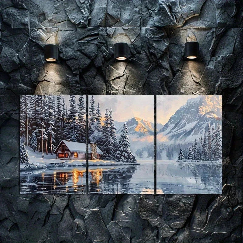 3pcs Scenic Lake Louise Winter Landscape Metal Print Ready to Hang Art