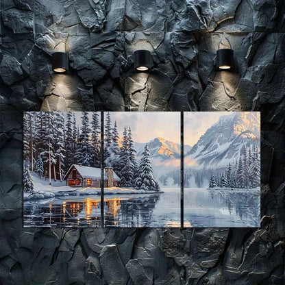 3pcs Scenic Lake Louise Winter Landscape Metal Print Ready to Hang Art