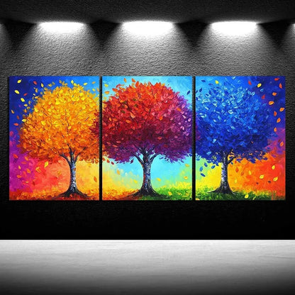 3pcs Modern Abstract Colorful Trees Design Metal Print Ready to Hang Art - Bella Home Decor