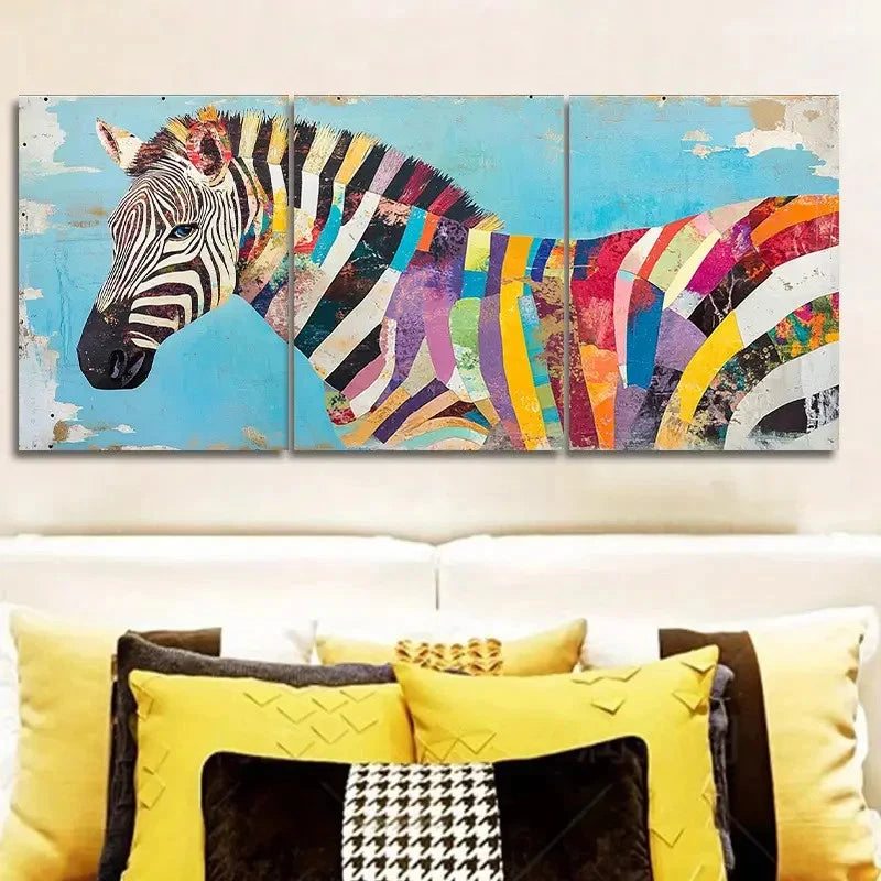 3pcs an elegant zebra Wall Art Set Canvas Framed 60x90cm - High Quality Print 100% Australian Made Wall Canvas Ready to Hang - Bella Home Decor