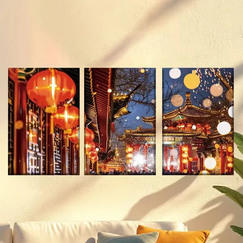 3pcs New Year’s Scene Wall Art Set Canvas Unframed – High Quality Print 100% Australian Made Wall Canvas