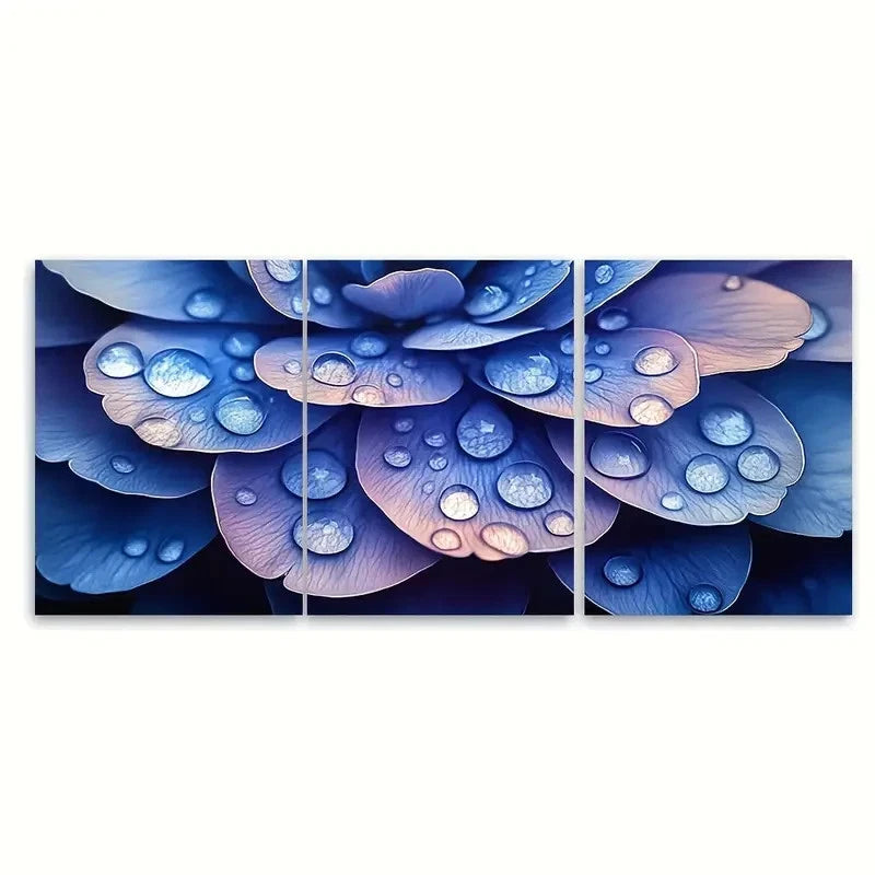 3pcs Blue Water Droplet Petal Canvas  Wall Art Set Canvas Framed 60x90cm - High Quality Print 100% Australian Made Wall Canvas Ready to Hang - Bella Home Decor