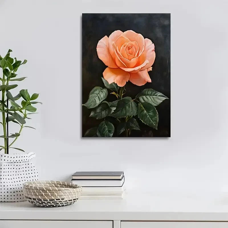 Stunning Rose Painting in Soft Pink Tones 40x60cm Metal Print Ready to Hang - Bella Home Decor