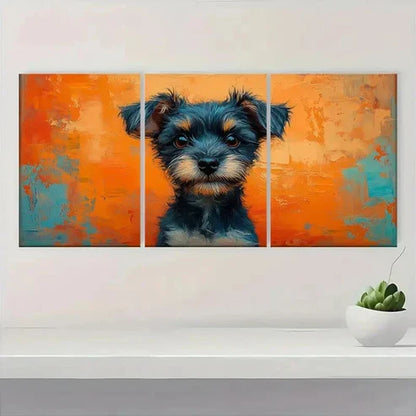 3pcs Vibrant Dog Orange & Blue Abstract Design Wall Art Set Canvas Unframed – High Quality Print 100% Australian Made Wall Canvas - Bella Home Decor