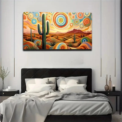 Desert Oasis Cactus Sky Wall Art Canvas Office Home Room Framed 120x60cm