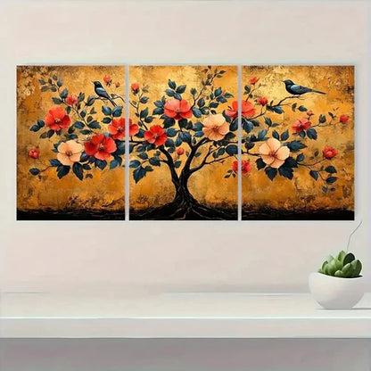 3pcs Vintage Boho Tree of Life RU Wall Art Set Canvas Unframed - High Quality Print 100% Australian Made Wall Canvas