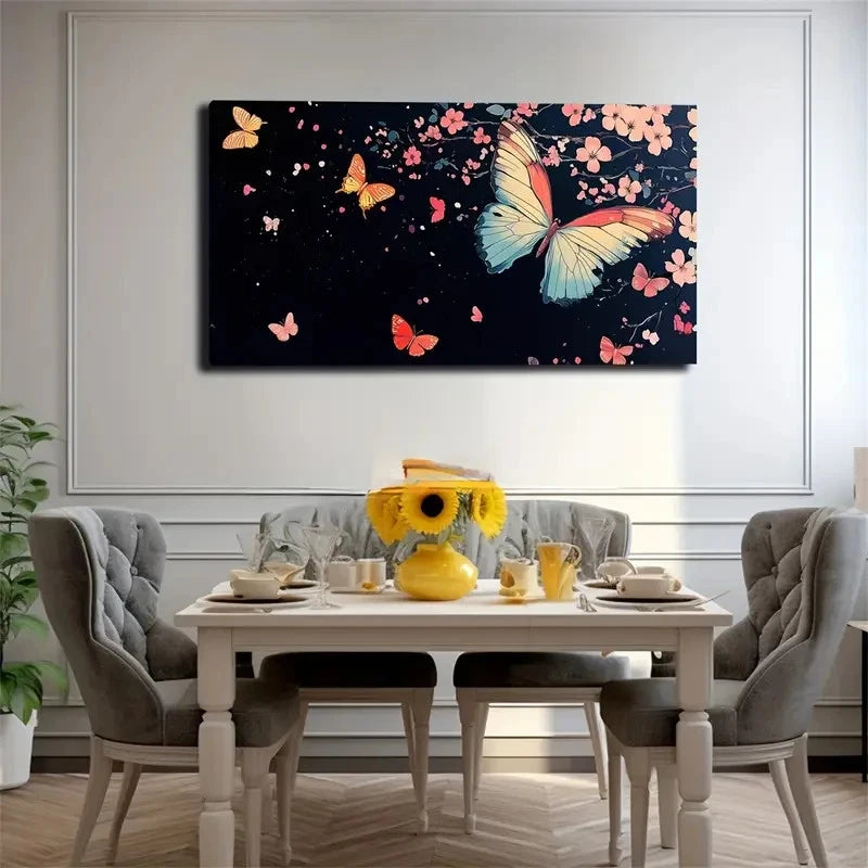 Vibrant Colorful Butterflies Wall Art Canvas Office Home Room Framed 120x60cm