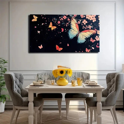 Vibrant Colorful Butterflies Wall Art Canvas Office Home Room Framed 120x60cm