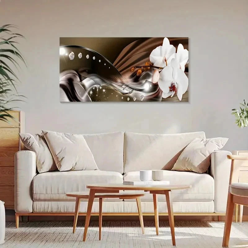 Elegant White Orchids Nature Wall Art Canvas Office Home Room Framed 120x60cm