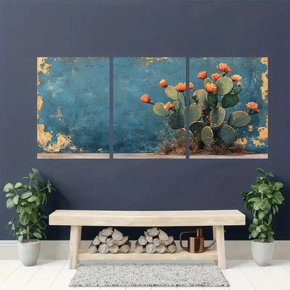 3pcs Desert Print Southwestern Decor Cactus Wall Art Set Canvas Framed 40x60cm - High Quality Print 100% Australian Made Wall Canvas Ready to Hang - Bella Home Decor