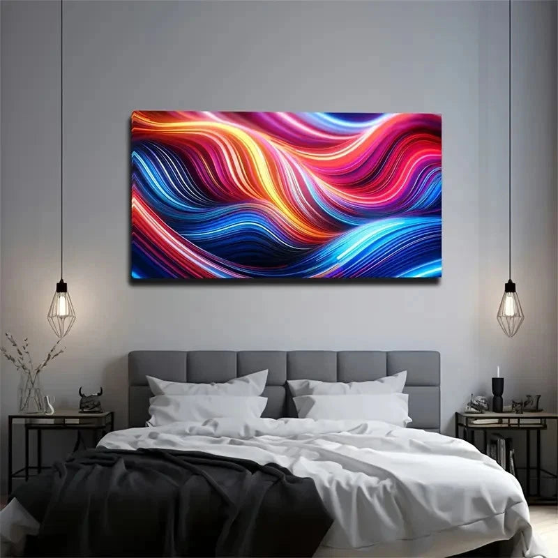 Colorful Swirling Design Décor Wall Art Canvas Office Home Room Framed 120x60cm
