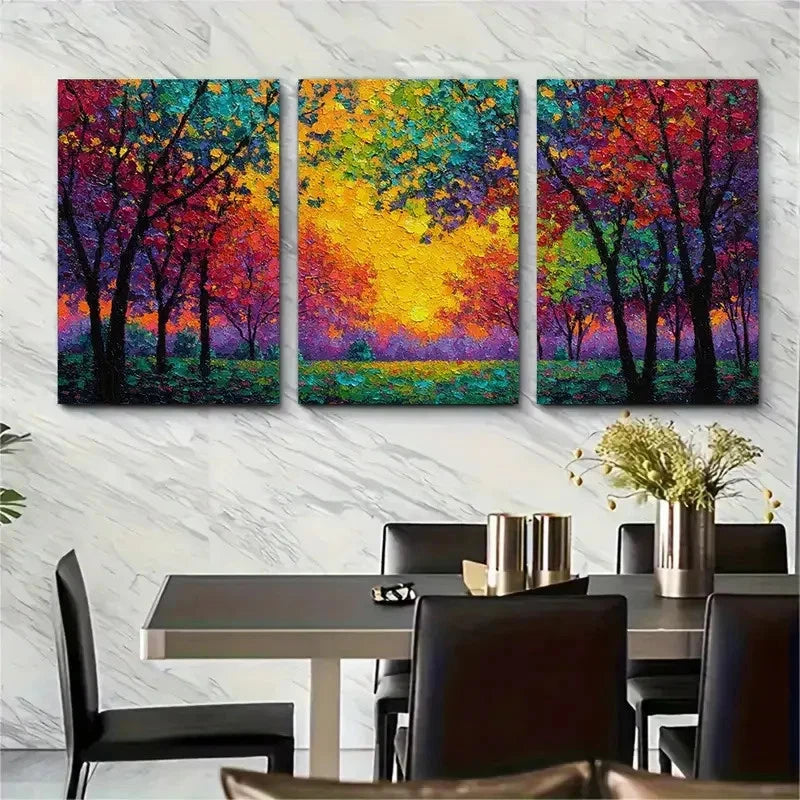3pcs Impressionist Landscape Giclée Perfect  Wall Art Set Canvas Framed 40x60cm - High Quality Print 100% Australian Made Wall Canvas Ready to Hang