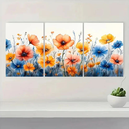 3pcs Wildflower Meadow Art rt Wall Wall Art Set Canvas Unframed - High Quality Print 100% Australian Made Wall Canvas - Bella Home Decor