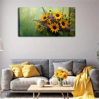 Realistic Sunflowers In Water Wall Art Canvas Office Home Room Framed 120x60cm
