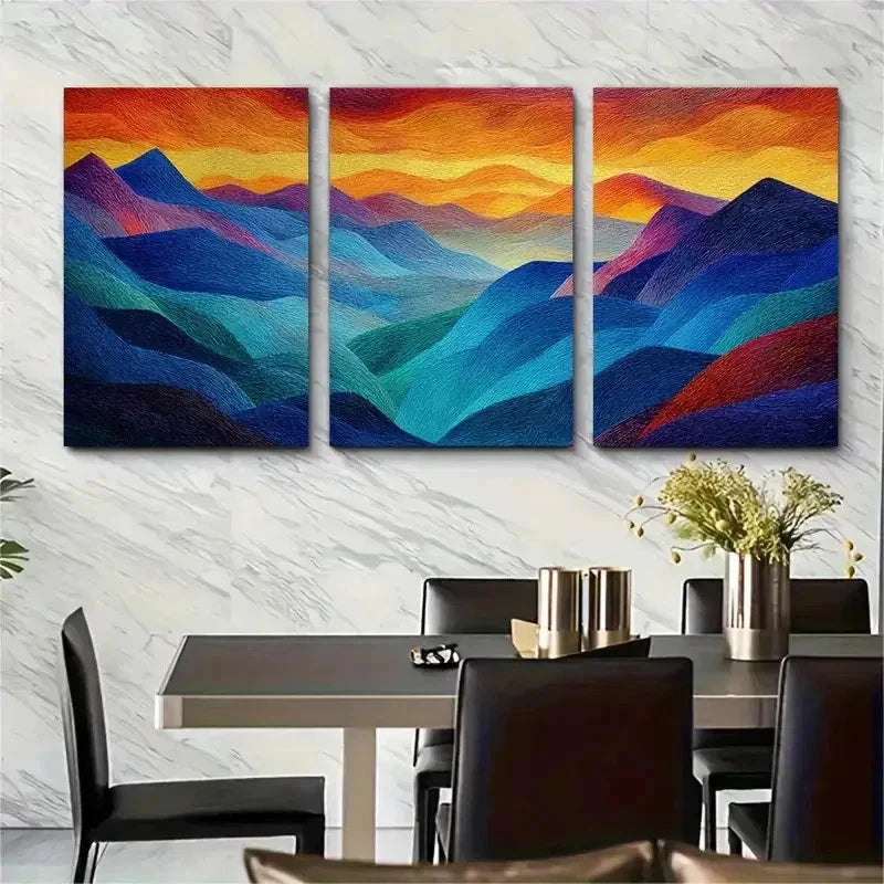 3pcs Abstract Nature Mountain Decor Perfect Wall Art Set Canvas Framed 50x70cm - High Quality Print 100% Australian Made Wall Canvas Ready to Hang - Bella Home Decor