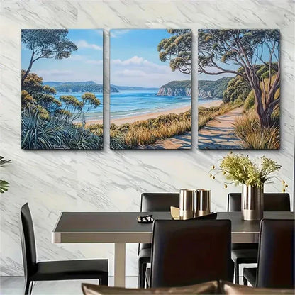 3pcs Scenic Beach & Coastal Landscape – Wall Art Canvas Unframed – High Quality Print 100% Australian Made Wall Canvas