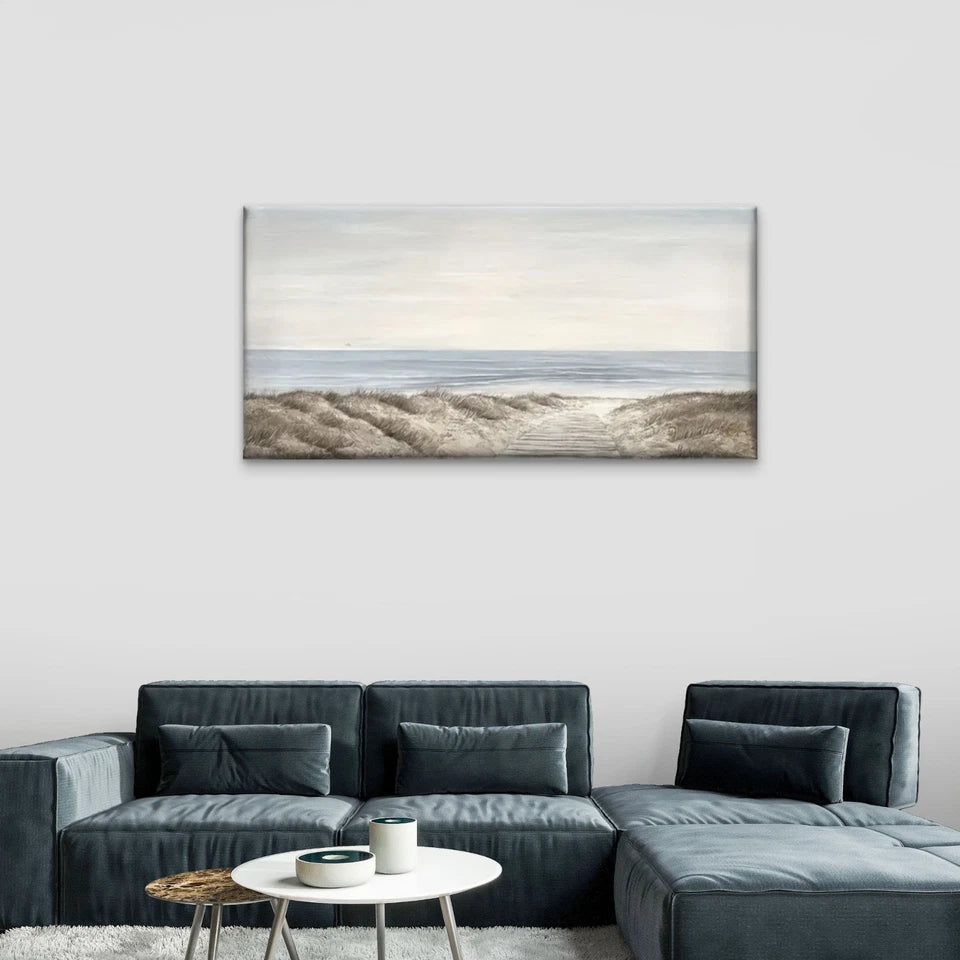 The Road Beach White Sky Wall Art Canvas Office Home Room Framed 120x60cm